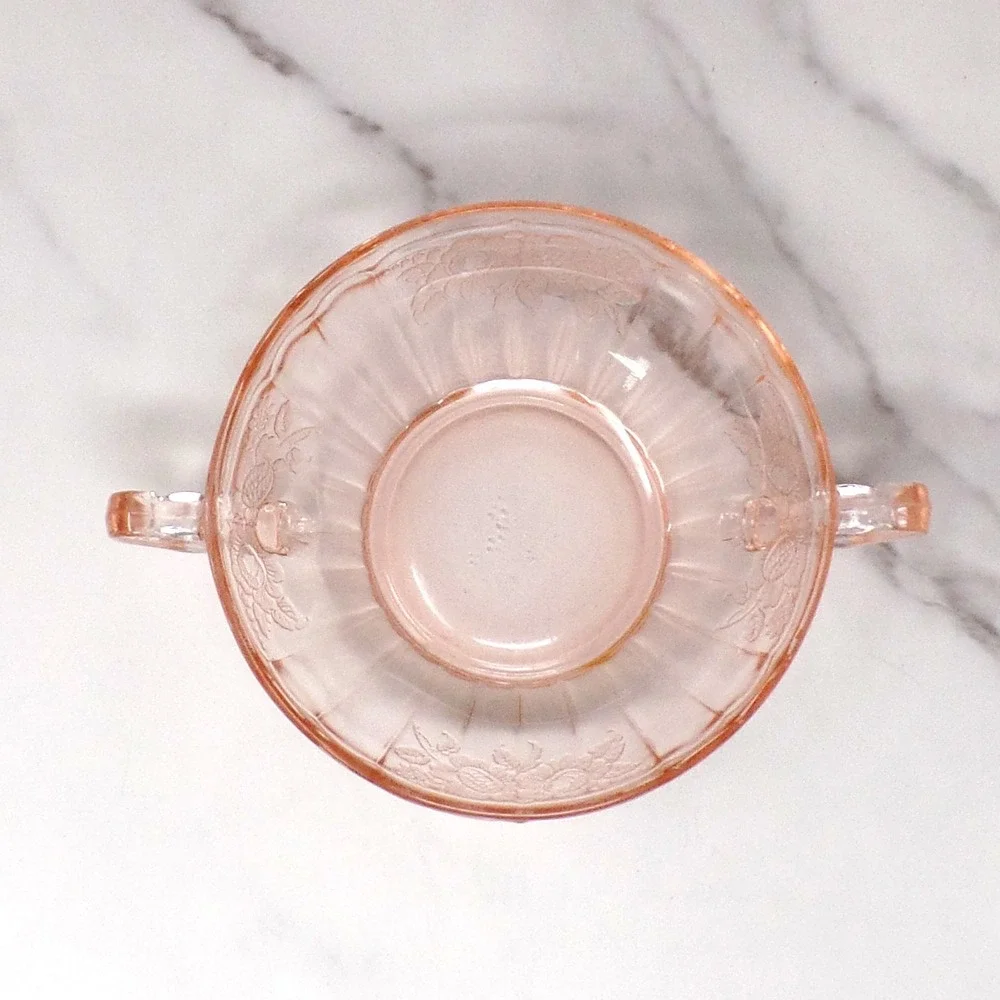 Vintage Anchor Hocking Mayfair Pink Open Rose Cream Soup Bowl (1930s)